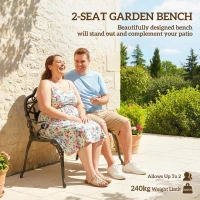 Outsunny Cast Aluminium Garden Bench - Bronze Tone(m-6)