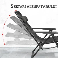 Outsunny Set de 2 Șezlonguri de Grădină cu Gravitație Zero și Măsuță cu Suport pentru Pahare, 47x47x54 cm, Gri(m-4)