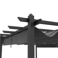 Outsunny Pergola Retrattile 3,5 x 6 m per Terrazza o Giardino, Struttura in Alluminio e Poliestere, Grigio scuro(m-8)