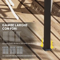 Outsunny Pergola Retrattile 3,5 x 6 m per Terrazza o Giardino, Struttura in Alluminio e Poliestere, Grigio scuro(m-6)