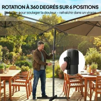 Outsunny Parasol déporté rond 3 m, parasol de jardin inclinable avec housse de protection, polyester protection UV UPF50+, kaki(m-6)