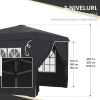 Outsunny Cort cu Copertina Pliabila de 3x3 m, Adapost pentru Soare Reglabil in inaltime, Geanta de Transport si Saci de Greutate(m-6)