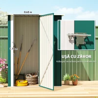 Outsunny Magazie pentru unelte din metal cu acoperiș înclinat și ușă blocabilă, 142x86x189 cm, verde(m-5)