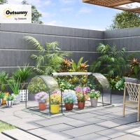 Outsunny Small Tunnel Greenhouse, Green Grow House for Outdoor Garden, Steel Frame, Transparent, 200 x 100 x 80cm(m-2)