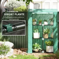 Outsunny Sera Mini cu 3 Niveluri, Copertină din PE cu Armătură și Ușă Rulabilă, 100x40x150 cm, Verde(m-6)