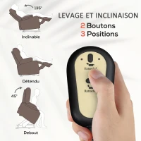 HOMCOM Fauteuil releveur électrique fauteuil relaxant dossier inclinable avec repose-pied télécommandes 90 x 93 x 110 cm marron(m-4)