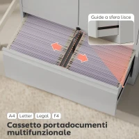 HOMCOM Mobile da Ufficio in Acciaio con Ripiano Interno Regolabile e Cassetto, 80x40x130 cm, Bianco(m-5)