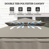 Outsunny Pawilon grillowy 242x149x248 cm wodoodporny ognioodporny z podwójnym dachem, szary(m-5)