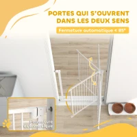 PawHut Barrière de sécurité pour chiens et bébés 76 à 80 cm avec extension fixation par pression sans perçage 76 à 80cm blanc(m-5)