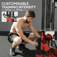 SPORTNOW Power Tower with Lat Pull Down Machine, Pull Up Bar, Dip Station, Adjustable Height Power Pack for Home Gym(m-5)