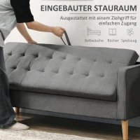 HOMCOM 3 Sitzer Sofa, Couch mit Stauraum, Holzbeine, Gepolsterter Polstersofa mit Samtoptik für Wohnzimmer, Schlafzimmer, 166,5 x 62 x 82 cm, Grau(m-6)