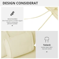 Outsunny Saltea pentru Sezlong Scaun pentru Soare de Gradina, Alb,Crem,198x53x5cm(m-6)