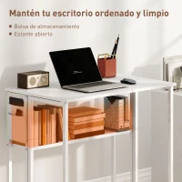 HOMCOM Escritorio Plegable con Ruedas Balda y Bolsillo de Almacenaje Ideal para Espacios Pequeños 80x50x75 cm Blanco(m-5)