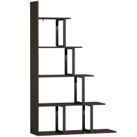 HOMCOM Estantería biblioteca separador de ambientes estilo industrial en escalera 5 baldas 102 x 30 x 160 cm color negro