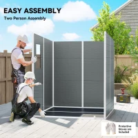 Outsunny 6 x 6 ft Plastic Garden Shed, Wood-Effect Outdoor Storage Shed with Floor, Windows, Lockable Doors and Vents, Grey(m-7)