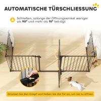 PawHut 2-in-1 Absperrgitter, Haustier-Laufstall, Sicherheitstor, faltbar, Metall, 300 x 3 x 74,5 cm, Schwarz(m-6)