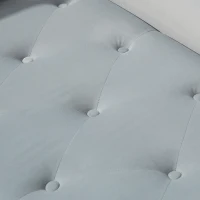 HOMCOM Șezlong cu husă capitonată din catifea gri, din lemn masiv și spumă, 146x61x82.5 cm(m-16)