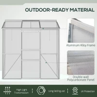 Outsunny Szklarnia z drzwiami przesuwnymi, okno dachowe, aluminium(m-7)