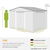 Outsunny Magazie de gradina 277 x 195 x 192cm cu usi glisante duble, 4 orificii de aerisire, din otel durabil, verde(m-3)