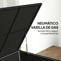 Outsunny Baúl de Almacenaje Exterior de Ratán de 253L con Varilla Hidráulica Forro con Cremallera y Marco de Acero Negro(m-7)