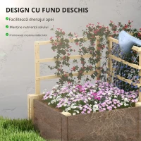 Outsunny Jardinieră Înălțată din Lemn cu 3 Suporturi pentru Plante, 119x62,5x64 cm, Natural(m-5)