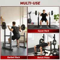 SPORTNOW Adjustable Squat Rack with Plate Holders, 300 kg Load(m-4)