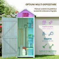 Outsunny Magazie de Gradina pentru Scule din Lemn Impermeabila, 77x54,2x179cm,Albastru(m-4)