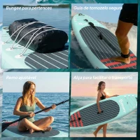 Outsunny Prancha de Paddle Surf Insuflável 320 cm com Superfície Antiderrapante Remo de Alumínio Ajustável Quilha Bomba e Mochila(m-6)
