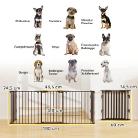 PawHut 2-in-1 Absperrgitter, Haustier-Laufstall, Sicherheitstor, faltbar, Metall, 300 x 3 x 74,5 cm, Schwarz(m-3)