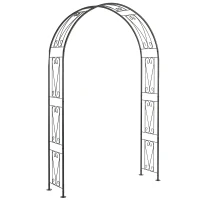 Outsunny Garden Arch, Arbour Trellis for Climbing Plants, Rose Arch for Wedding Garden Decoration, 155 x 40 x 246 cm, Black(m-1)