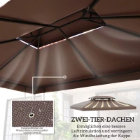 Outsunny Ersatzdach für Gartenpavillons 3x4m Polyester Kaffee(m-4)