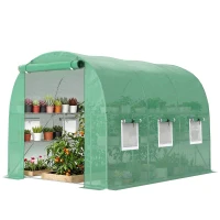 Outsunny Seră aprox. 2,7 x 2 x 2 m seră din folie cu rafturi ușă rulabilă cu fermoar 6 ferestre cu plasă stâlpi de susținere(m-6)