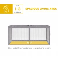 PawHut Rabbit Hutch Outdoor, Foldable Guinea Pig House with Openable Top, for 3 Bunnies, Ducks, Chickens, 110 x 105 x 50 cm(m-6)