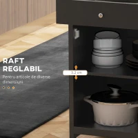 HOMCOM Căruț de Bucătărie cu Sertar, Dulap Reglabil și Suport pentru Prosoape, din Lemn, 67x48x86,5 cm, Negru și Stejar(m-6)