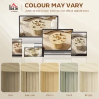 HOMCOM Mesa de centro redonda, mesa de sala com arrumação, porta deslizante ripada, 2 prateleiras, efeito madeira natural(m-4)