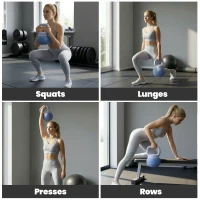 SPORTNOW Kettlebell 10 kg, haltere com pega ergonómica antiderrapante, peso em formato de bola, musculação, treino, Azul(m-4)