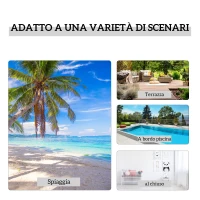 Outsunny Set di 2 Lettini Prendisole e Tavolino con Piano in Vetro, 59x169x66 cm, Grigio Chiaro(m-7)