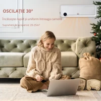 HOMCOM Aerotermă de Perete cu 3 Moduri, Timer 12h și Oscilație 30°, 56x18,5x11,7 cm, Argintiu(m-5)