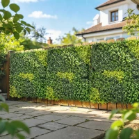 Outsunny Artificial Plant Wall Panel, 100x100 cm Artificial Grass Backdrop Wall, Green(m-8)