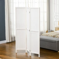 HOMCOM Paravento separé in legno pieghevole a 3 pannelli, 120x170 cm, Bianco(m-6)