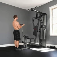 SPORTNOW Multi Gym with Adjustable Seat and Back, All in One Home Gym Machine with 45kg Weight Stack for Full Body Strength Training(m-8)