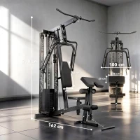 SPORTNOW Multi Gym with Adjustable Seat and Back, All in One Home Gym Machine with 45kg Weight Stack for Full Body Strength Training(m-3)