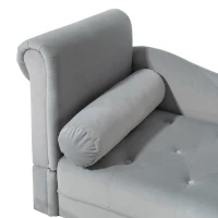 HOMCOM Șezlong cu husă capitonată din catifea gri, din lemn masiv și spumă, 146x61x82.5 cm(m-15)