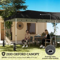 Outsunny 3 x 6 m Pop Up Canopy with UV50+ Protection Garden Gazebo with 6 Sidewalls, Black(m-4)