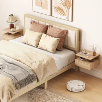 HOMCOM Set de 2 Mesitas de Noche Flotantes con 1 Cajón y Estante Abierto Diseño Moderno Montado en la Pared 35x32x22,5 cm Roble(m-2)