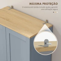 HOMCOM Armário de Cozinha com 4 Portas e Prateleiras Ajustáveis Anti-Tombo 60x30x171 cm Cinzento(m-5)