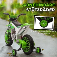 HOMCOM Kindermotorrad, Elektromotorrad, 45 Min Fahrzeit, mit Stützrädern, ab 3 Jahren, grün+weiß, 106,5 x 51,5 x 68cm(m-6)