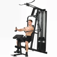 SPORTNOW Multi Gym with Adjustable Seat and Back, All in One Home Gym Machine with 45kg Weight Stack for Full Body Strength Training(m-10)