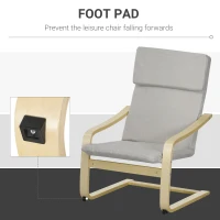 HOMCOM Fotel klubowy z podnóżkiem, pokrowiec imitujący len, drewniana rama, do 120 kg, Jasnoszary/Natura(m-6)
