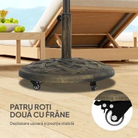 Outsunny Bază Rotundă pentru Umbrelă cu Roți, Bază Ponderată de 20 kg din Rășină, Suport pentru Umbrele de 3,3 cm/3,8 cm/4,8 cm pentru Exterior, Grădină, Piscină, Bronz(m-6)